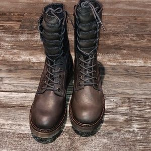 NWOT Brown Free People Faux Leather Combat Boots